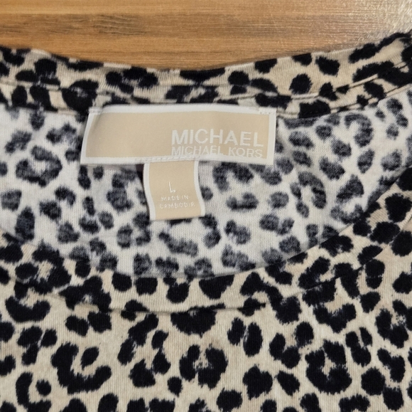 NWOT Michael Kors Leopard Print Cold Shoulder Top - Picture 4 of 6
